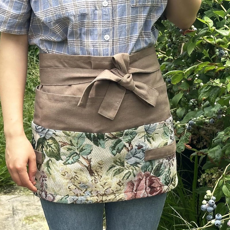 MILCIL Store Garden Apron for Woman, Serve Apron Cute, Flora Half Apron with 8 Pockets, Valentines Gift for Mom Wife Girlfriend - Image 2